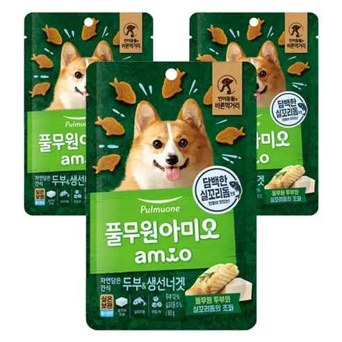 아미오 강아지 자연 담은 간식, 혼합맛(두부/생선너..., 80g, 3개